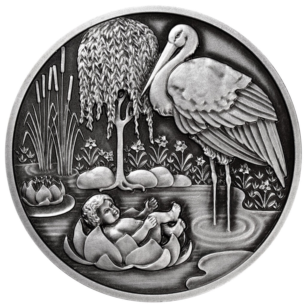 Geschenk-Medaille zur Geburt in Silber, Vorderseite